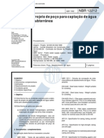 NBR 12212 NB 588 - Projeto de Poco para Captacao de Agua Subterranea