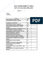 Laporan Kehadiran Ahli Persatuan Agama Islam