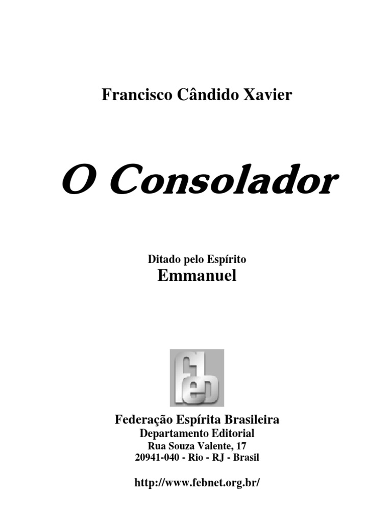 XAVIER, Francisco Cândido - O Consolador (Emmanuel) | PDF | Espiritismo ...