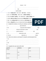 ENGLISH TEST 8º Past Progresive