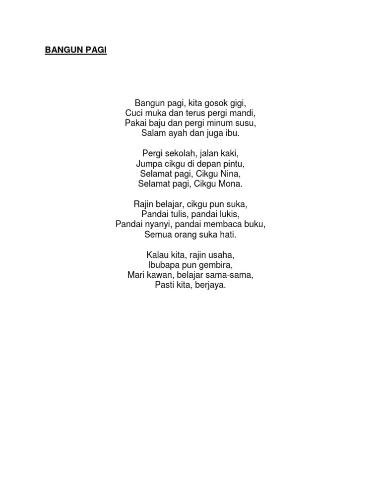 Lirik Lagu-Bangun Pagi  PDF