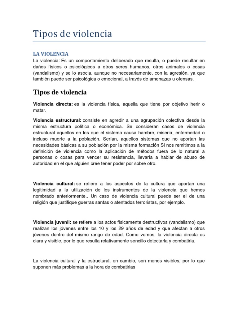 Tipos y Consecuencias de la Violencia | PDF | Violencia | Abuso infantil