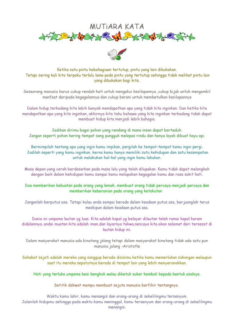 Mutiara Kata Kata Untuk Semua Pdf