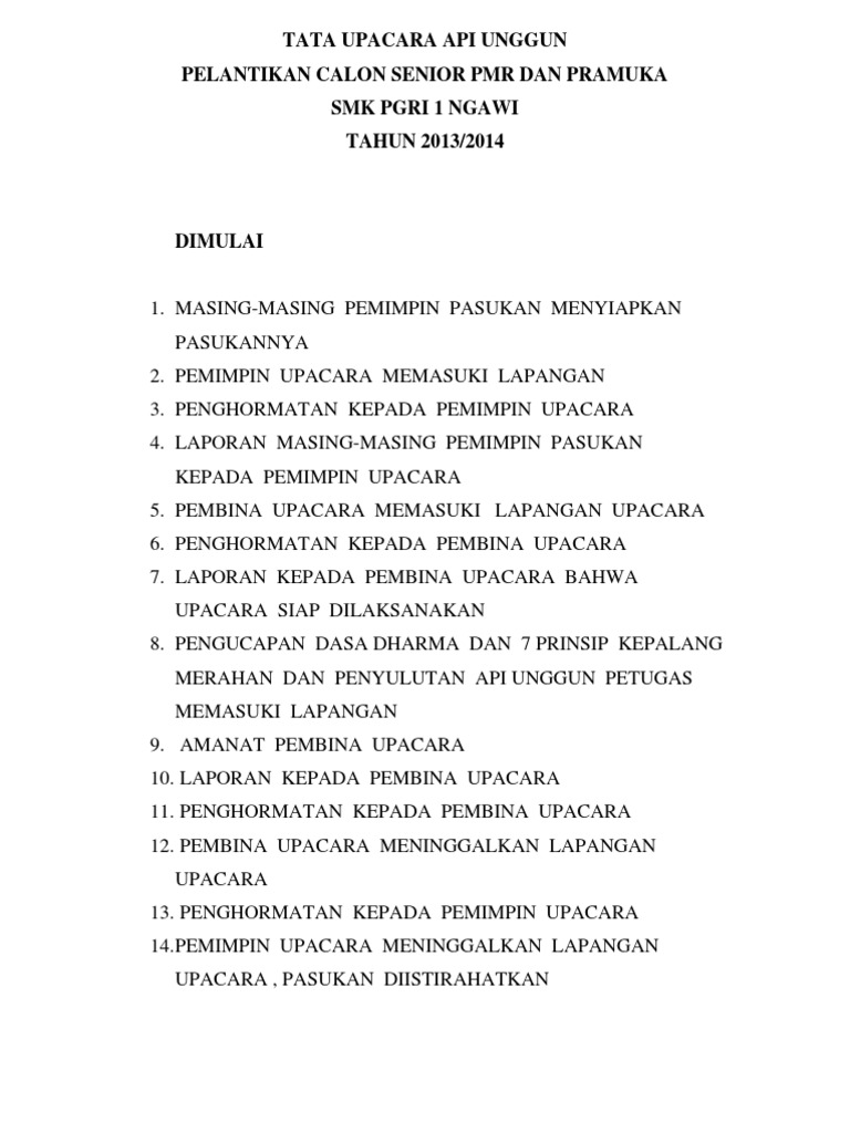 Tata Upacara API Unggun