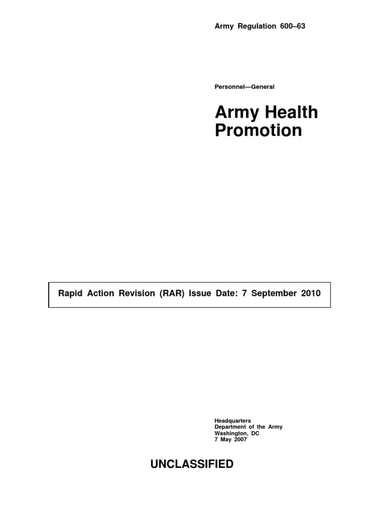 Army Regulation 600-63 Overview | PDF | Health Promotion