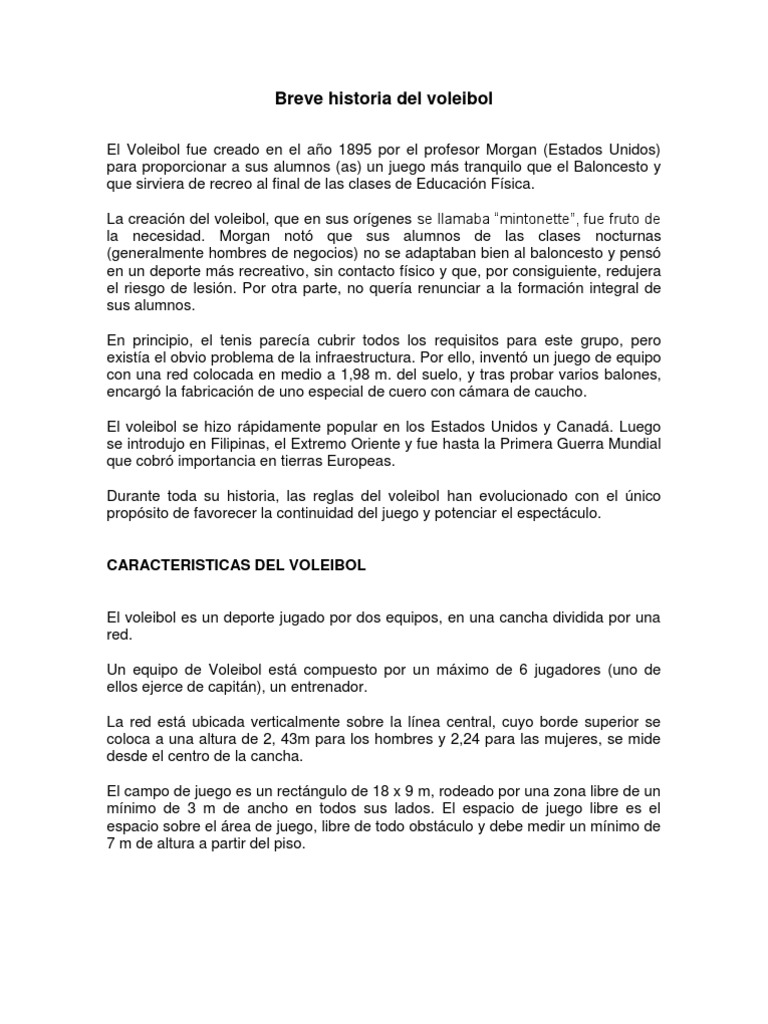 Breve Historia Del Voleibol