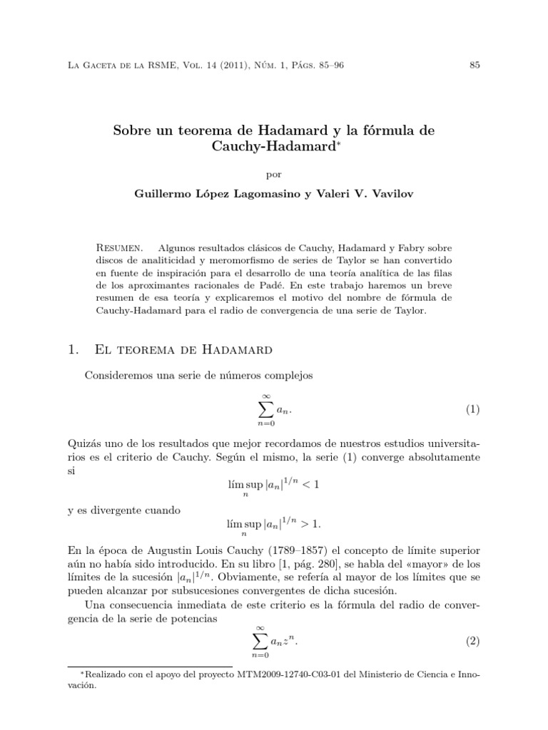 Teorema de Hadamard PDF Sistema de ecuaciones lineales Ecuaciones