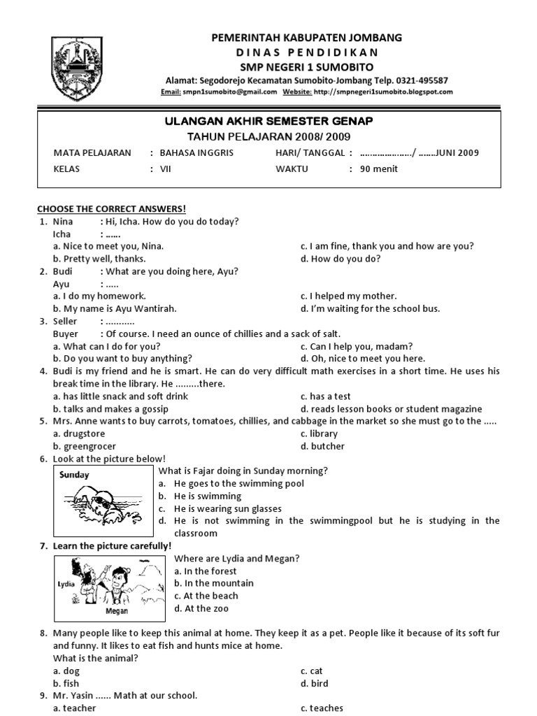 soal essay bahasa inggris kelas 9 semester 2 kurikulum 2013