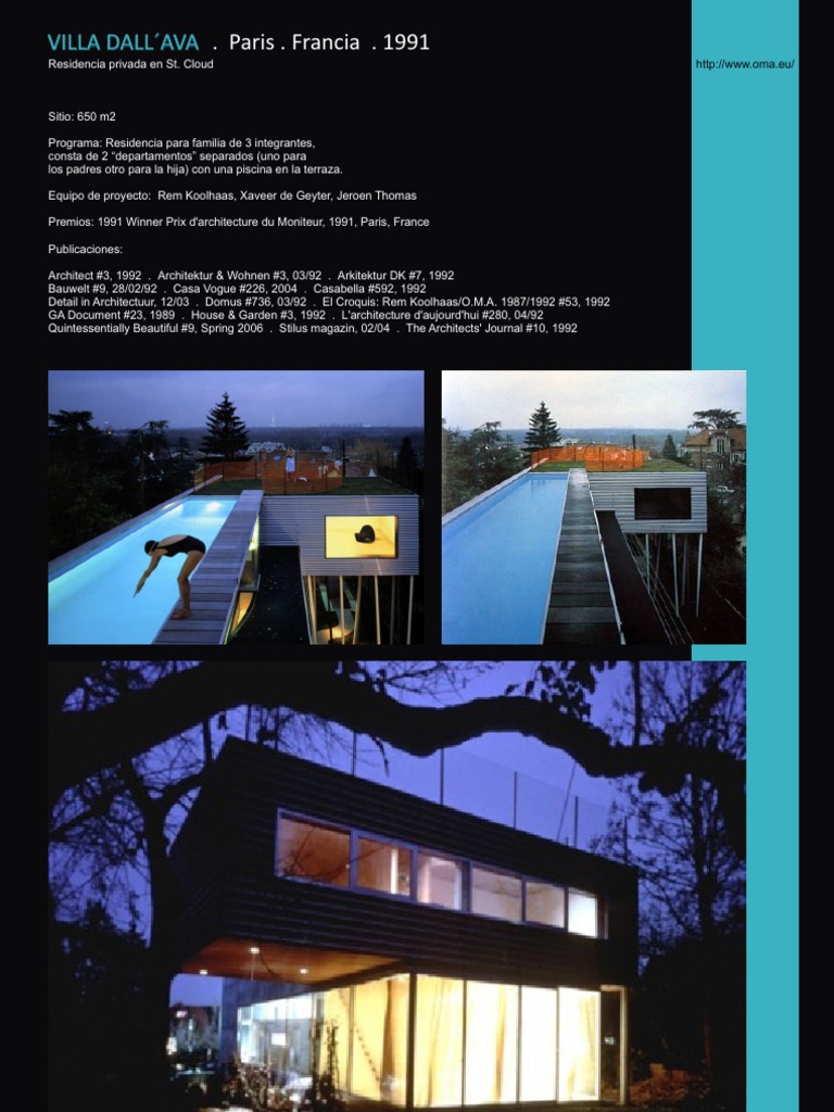 Villa Dall'Ava: Diseño y Premios 1991 | PDF