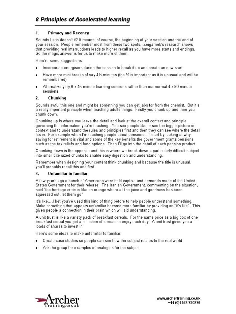 8 Principles of Accelerated Learning | PDF
