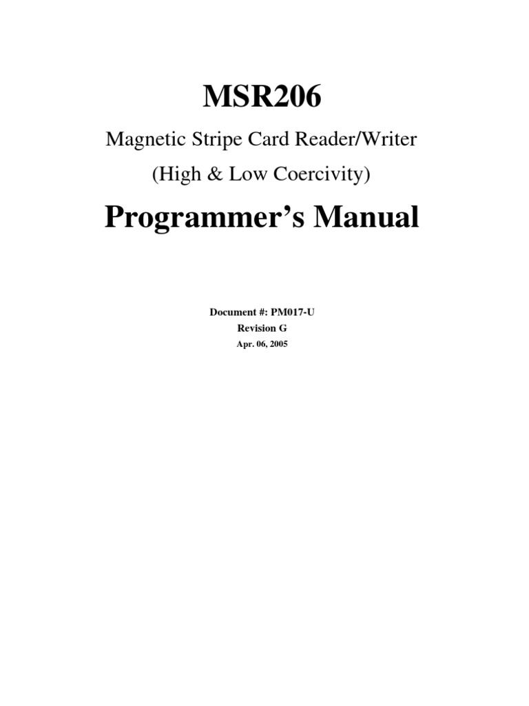 MSR206 Programmer's Manual | PDF | Dialog Box | Electromagnetic ...