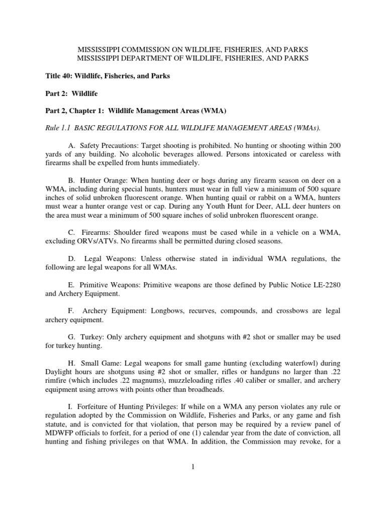 WMA Rules and Regs PDF Deer Hunting Hunting