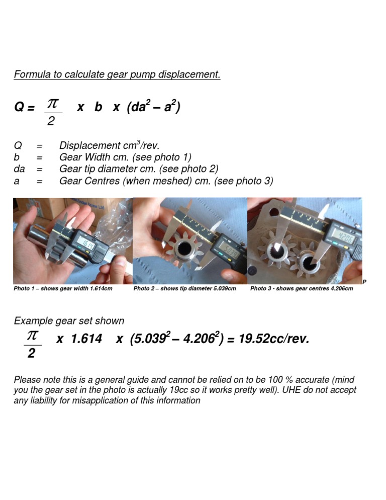 Formula To Calculate Gear Pump Displacement | PDF | Machines ...