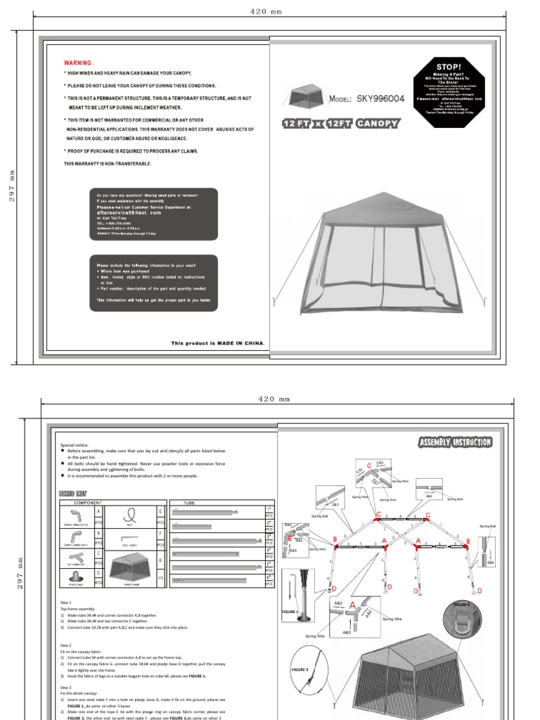 10 x 13 sun shelter with netting wilson and fisher Replacement Canopy for Heritage L-GZ793PST-E 12' 12' Gazebo Cinnabar / Riplock 350 The mesh wall comes with zippers Canopy Assembly Instructions Guide |