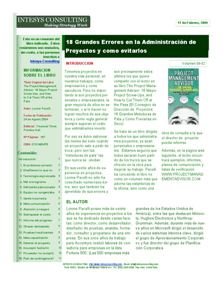Errores en la Gestión de Proyectos | PDF | Presupuesto | Diseño