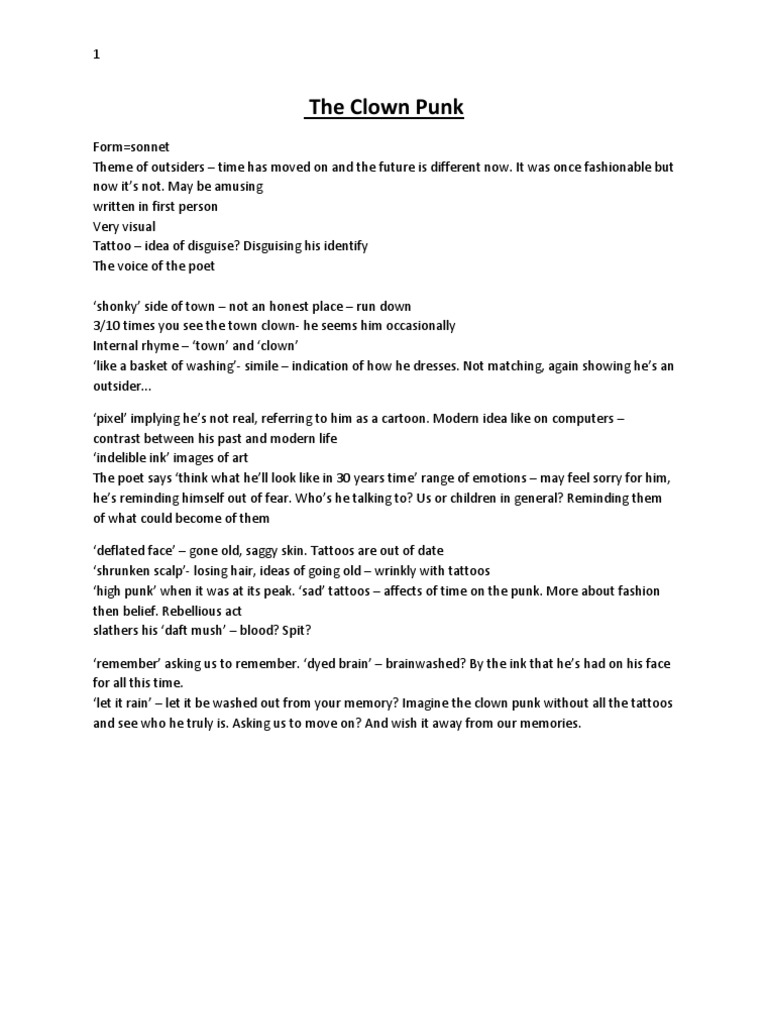 Comparing the two poems clown punk and medusa essay 03 image