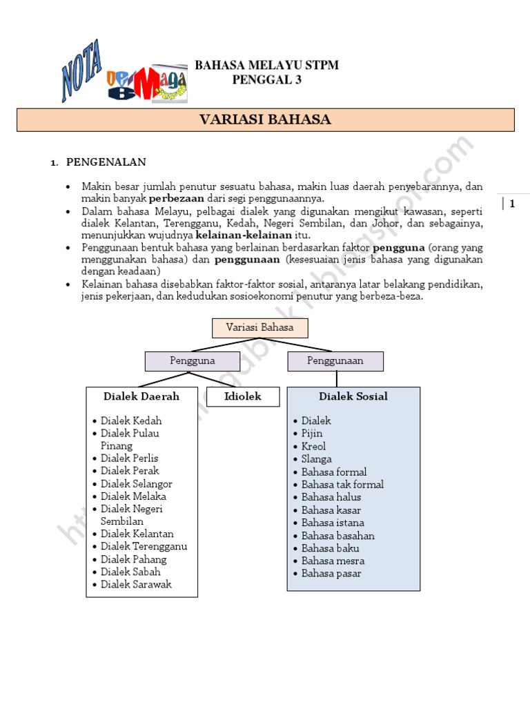 Nota Variasi Bahasa Pdf
