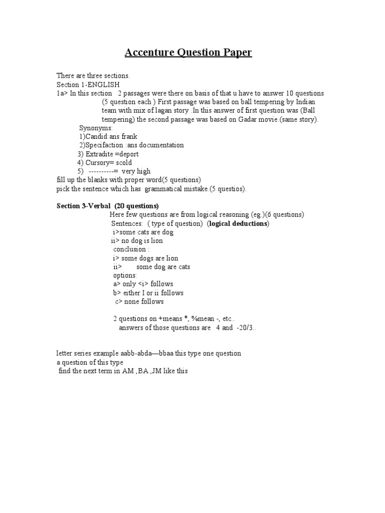 Accenture Question Paper Mathematics Personal Growth