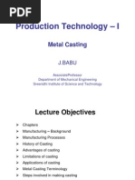 Production Technology - I: Metal Casting