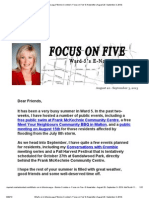 What's On in Mississauga - Bonnie Crombie's 'Focus On Five' E-Newsletter (August 20 - September 3, 2013)
