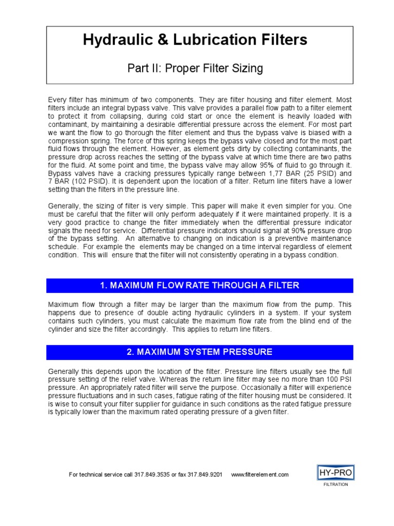 Part II Proper Filter Sizing Valve Filtration