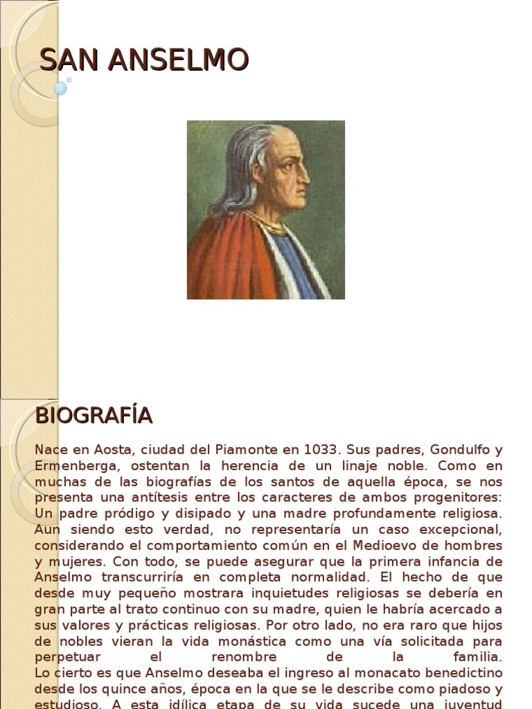 San Anselmo Metafísica Educación religiosa