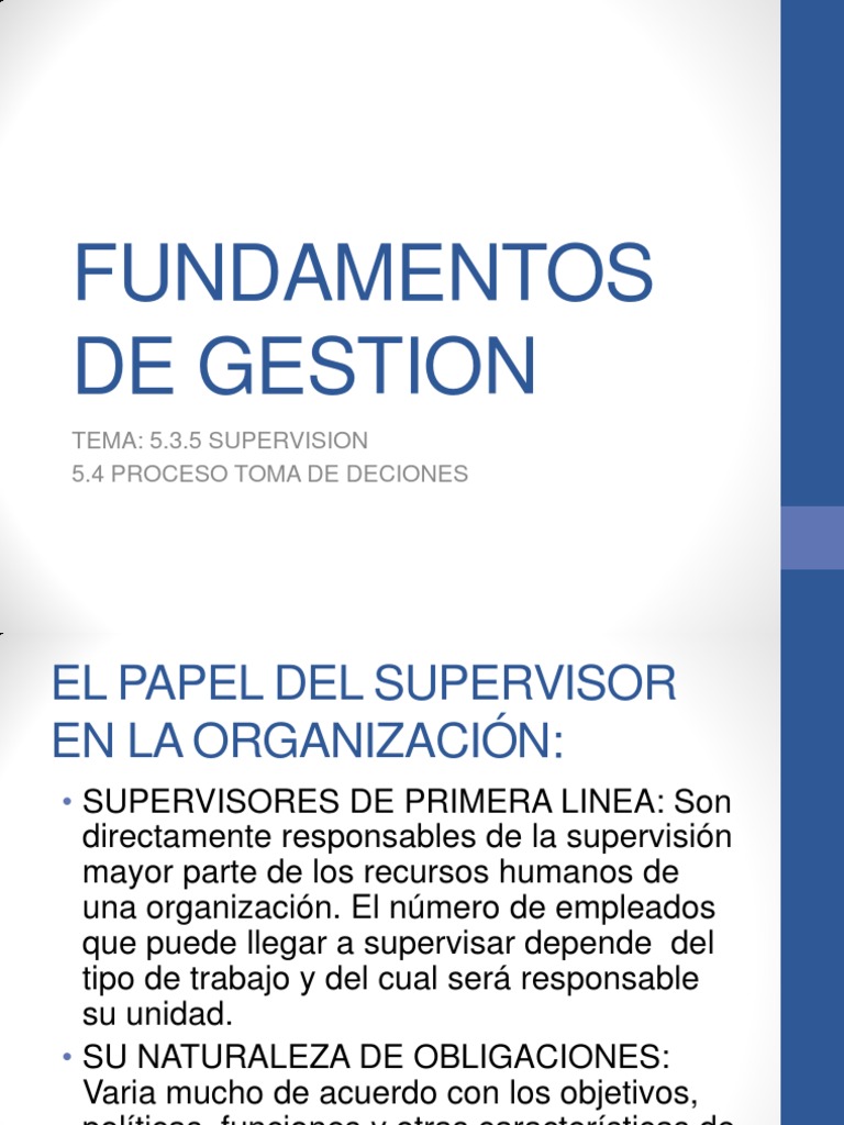 Supervisión Efectiva en la Gestión Empresarial | PDF | Grupo de trabajo ...