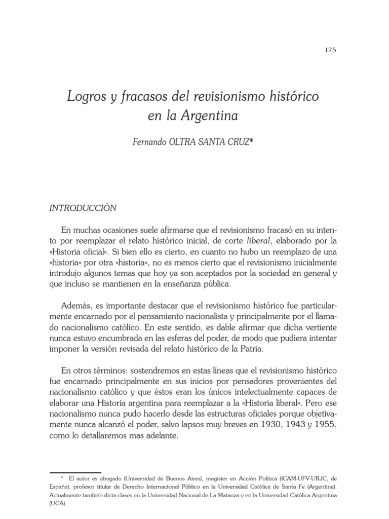 Revisionismo histórico en Argentina: logros y fracasos | PDF ...