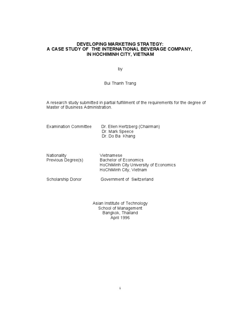 01 Developing Marketing Strategy A Case Study of The International