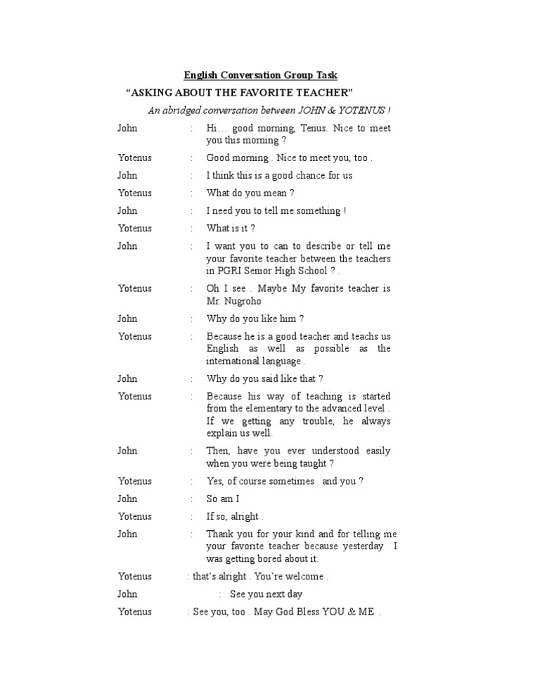 Favorite Teacher Discussion | PDF