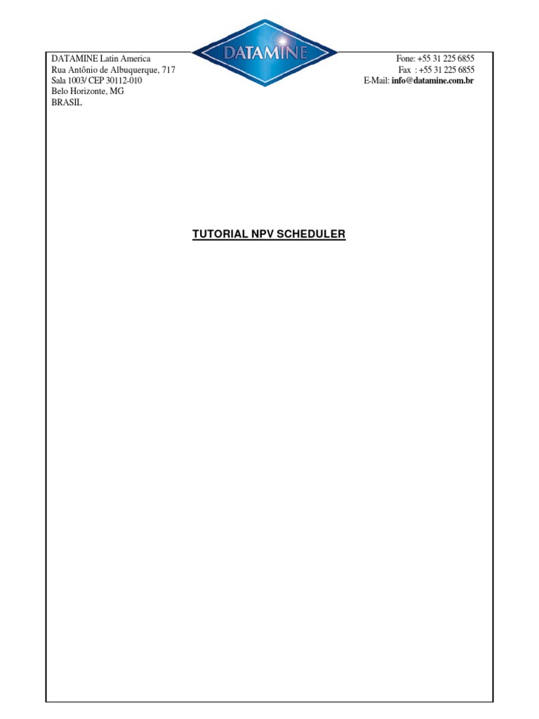 Tutorial de NPV Scheduler Datamine | PDF | Ventana (informática) | Cobre