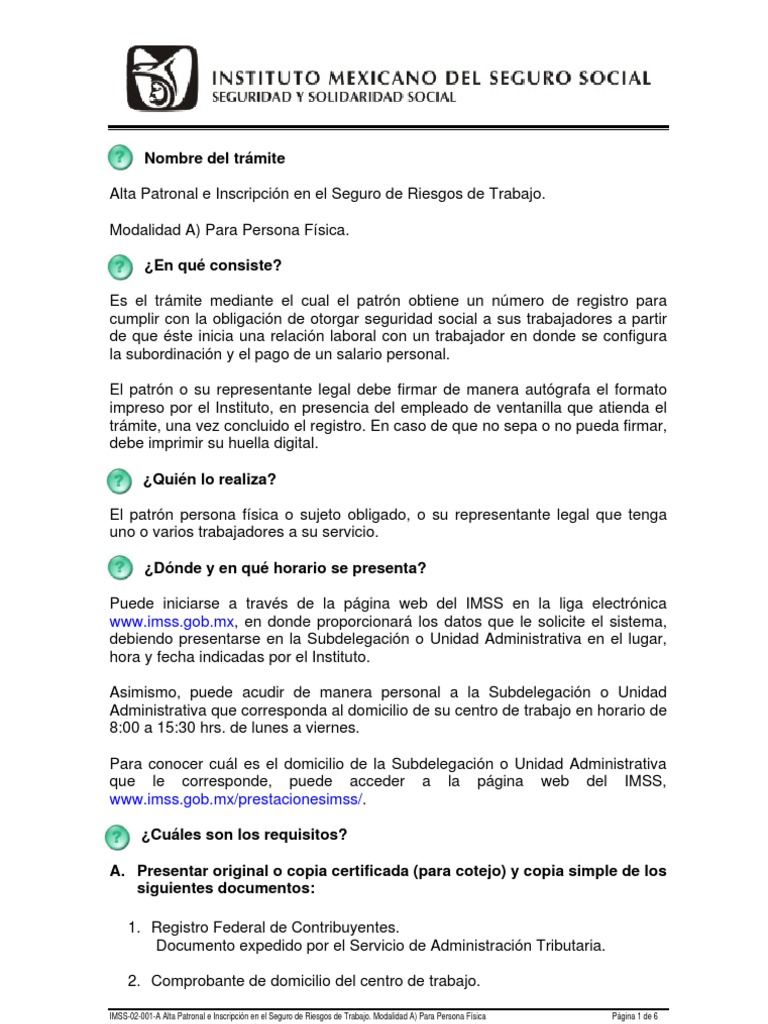 Alta Patronal e Inscripción en el Seguro de Riesgos de