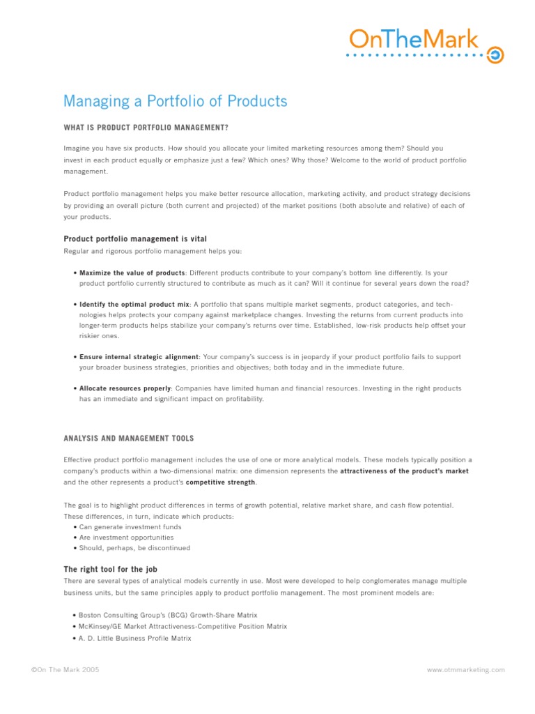 Managing A Portfolio of Products What Is Product Portfolio Management