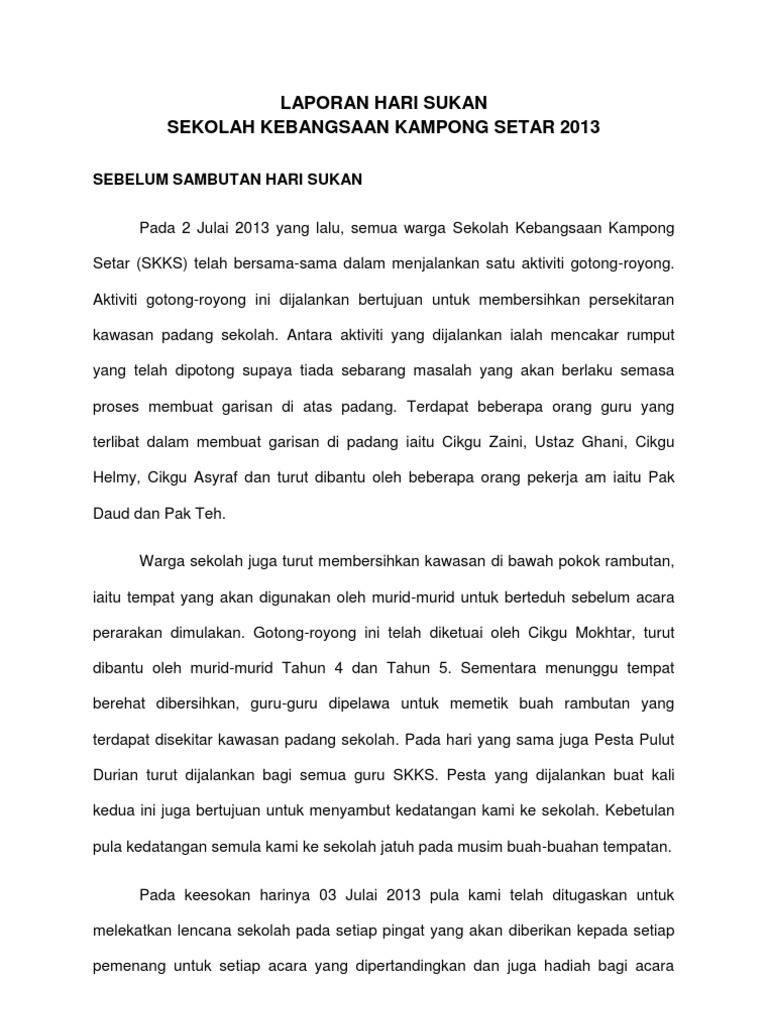 Laporan Hari Sukan Pdf