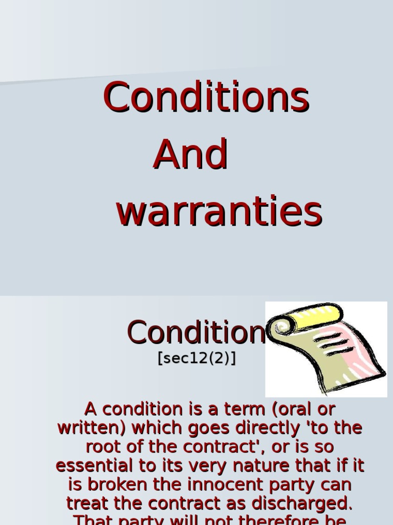 conditions and warranties ppt Private Law Business Law