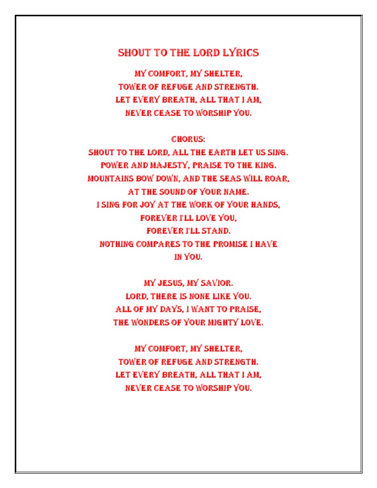Shout To The Lord Lyrics V2