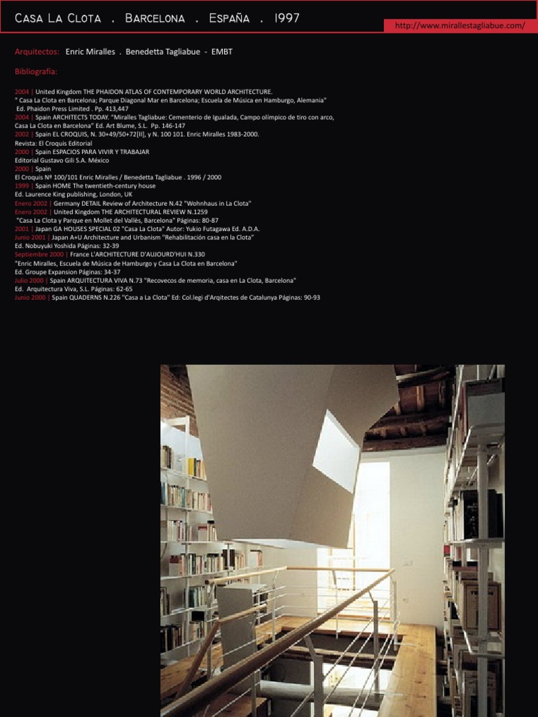 Casa La Clota: Diseño de Miralles | PDF | Arquitectura europea | Arquitecto