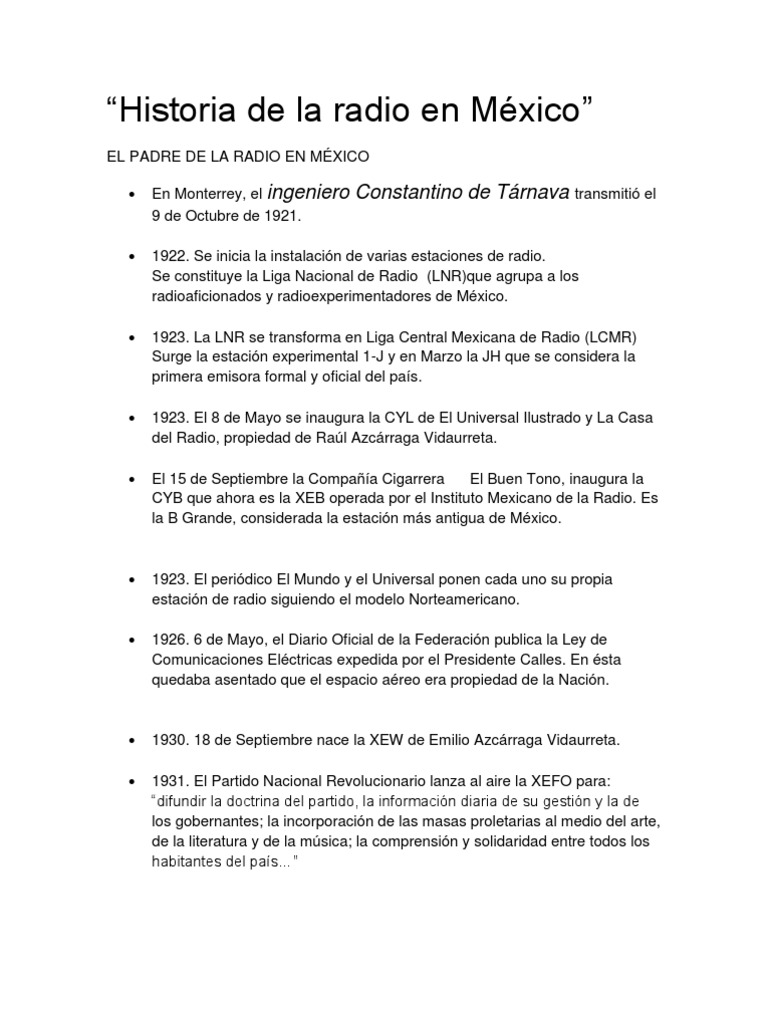 Historia de La Radio en MEXICO PDF México Radio