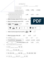 Pre Test Math 2nd Grade One