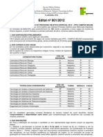 IFPA Belém - Vestibulinho 2012 - Edital 001-2012