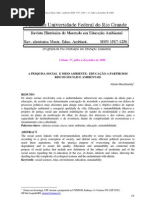 A pesquisa social e meio ambiente educação a partir dos riscos sociais e ambientais