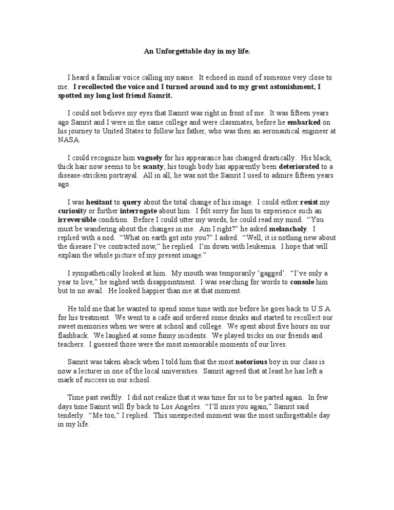 Unforgettable day in my life essay spm picture