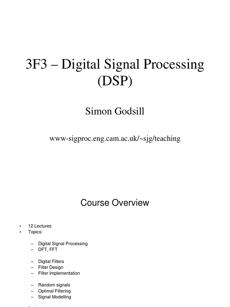 Digital Signal Processing Course Overview | PDF | Fast Fourier ...