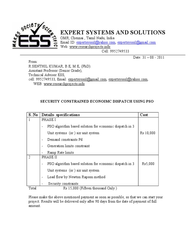 Security Constrained Econoimc Dispatch Using Pso | PDF
