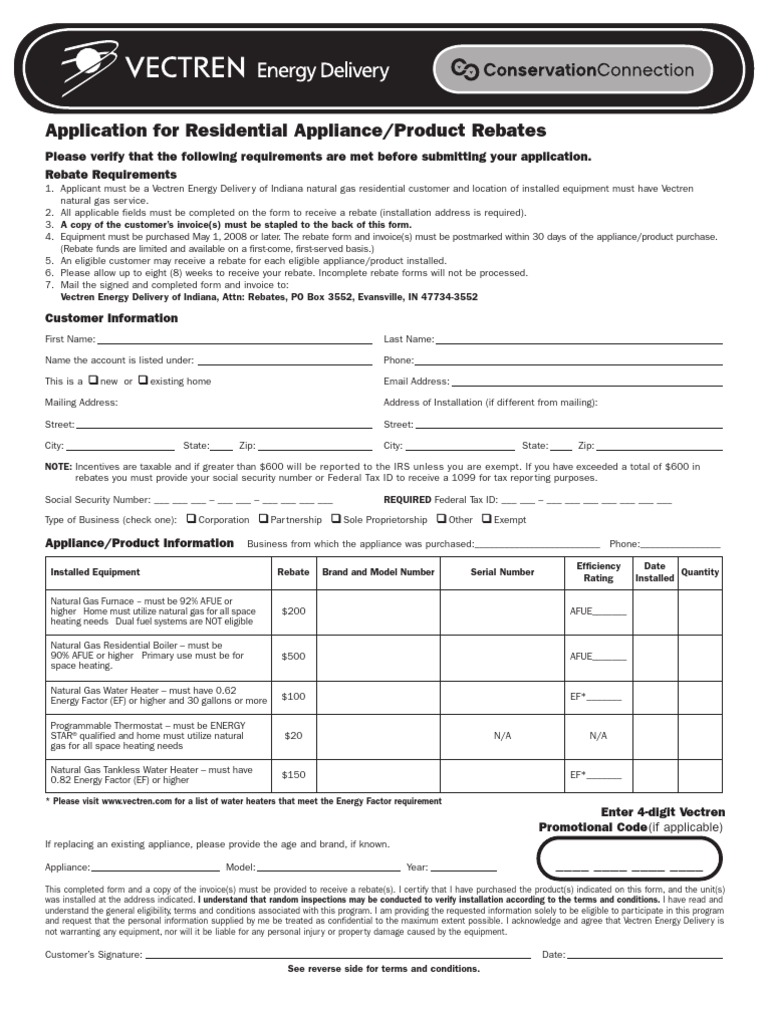 Res Rebate | PDF | Furnace | Water Heating