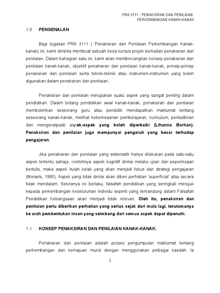 Penaksiran Dan Penilaian Perkembangan Kanak-Kanak  PDF