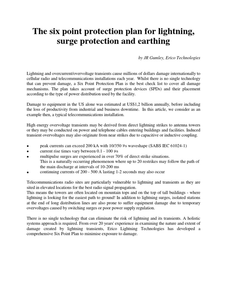 Six Point Lightning Protection Plan | PDF | Lightning | Electricity
