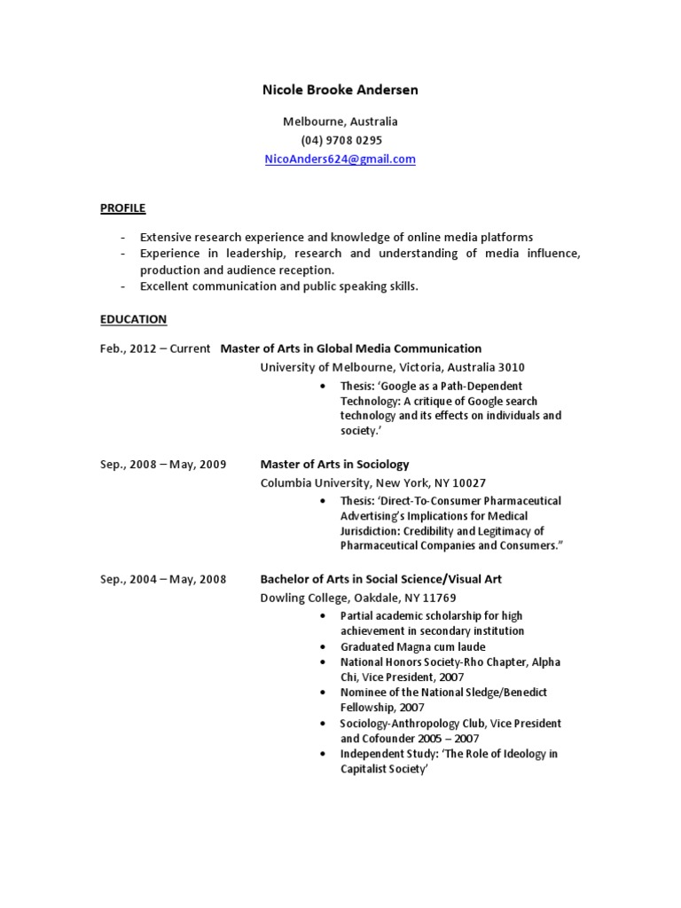 Sociology paper on media influence