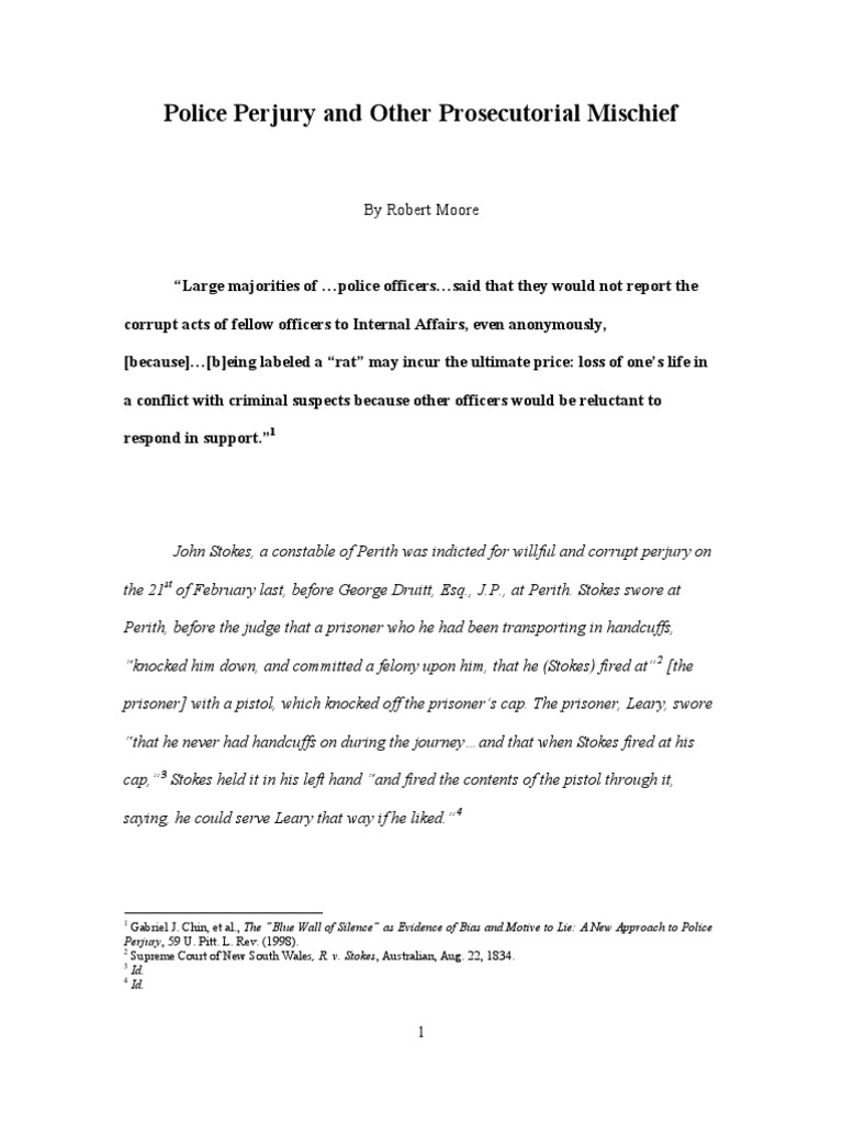 Police Perjury: The Blue Wall of Silence | PDF | Search And Seizure ...