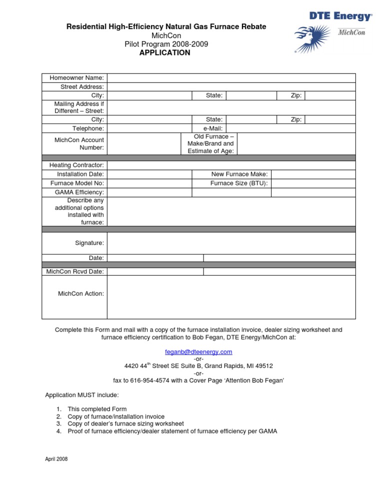 High Eff Furnace Rebate Application | PDF
